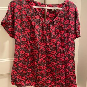 Boden Blouse - dark pink and green- size 14